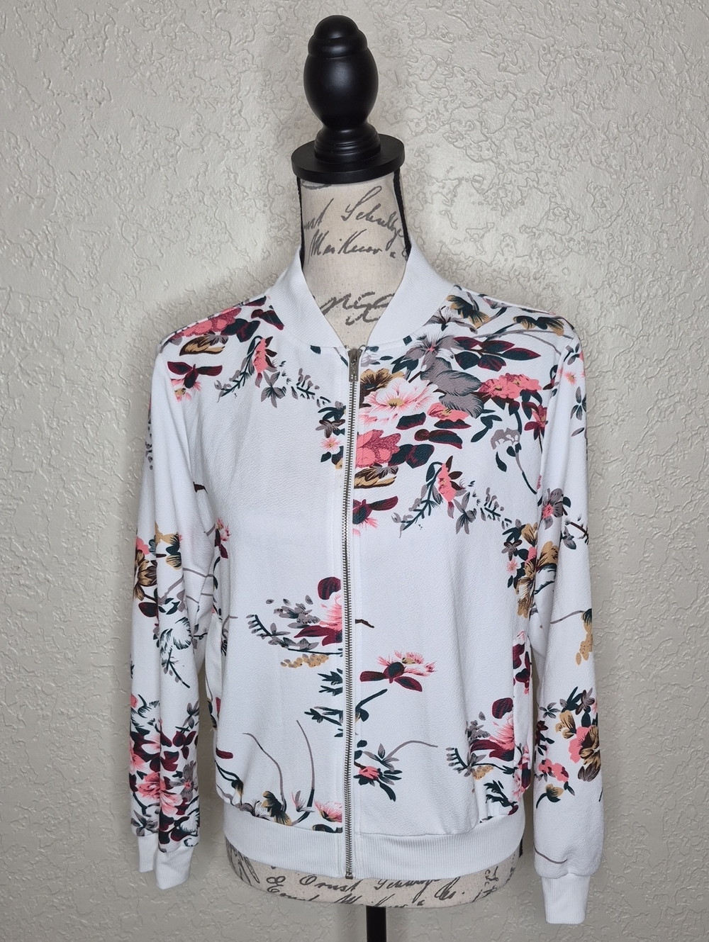 Shein Multicolored Floral Bomber Zip Up Jacket Size XS
